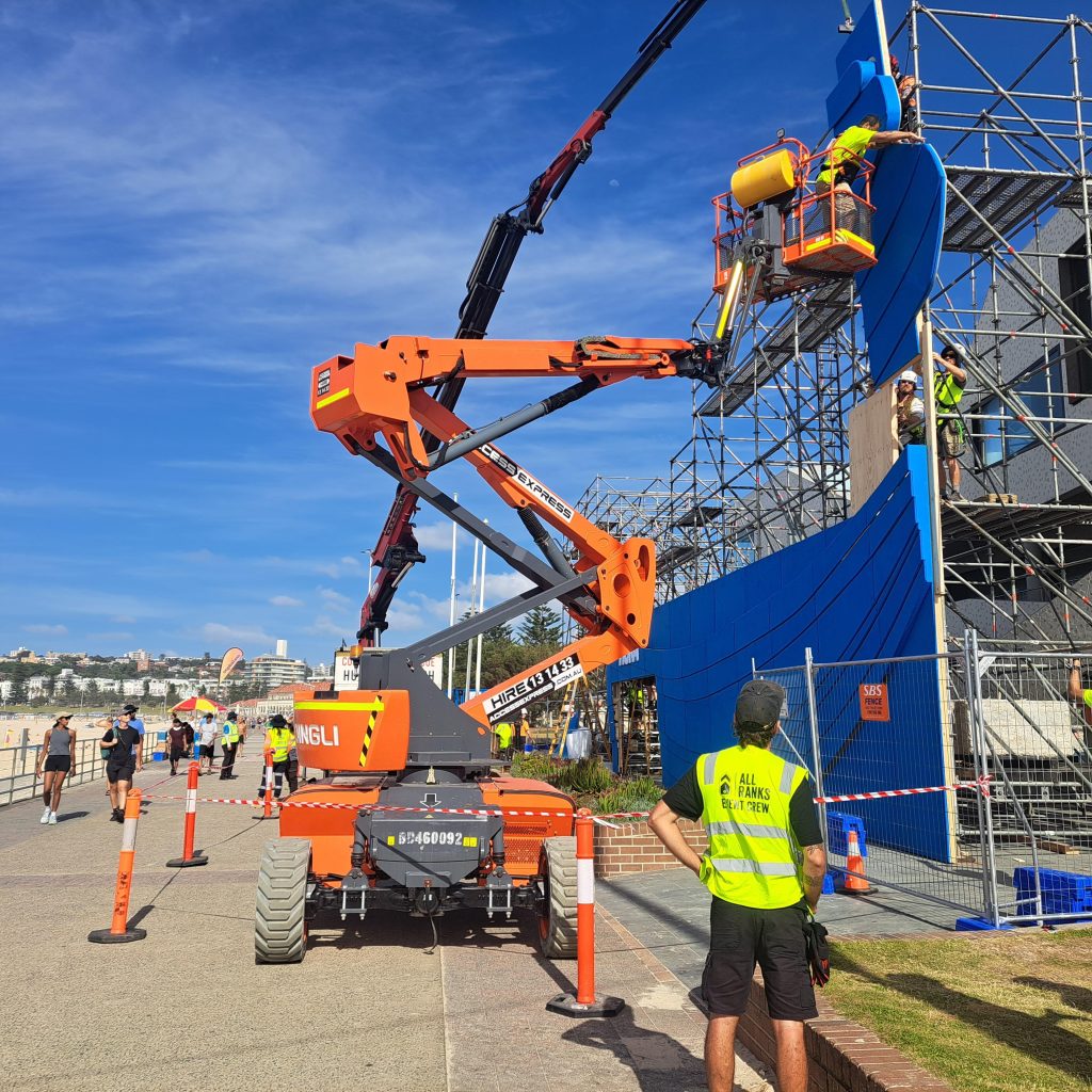 Access Express Dingli Boom Lift at Bondi Beach Construction Site in Sydney, NSW