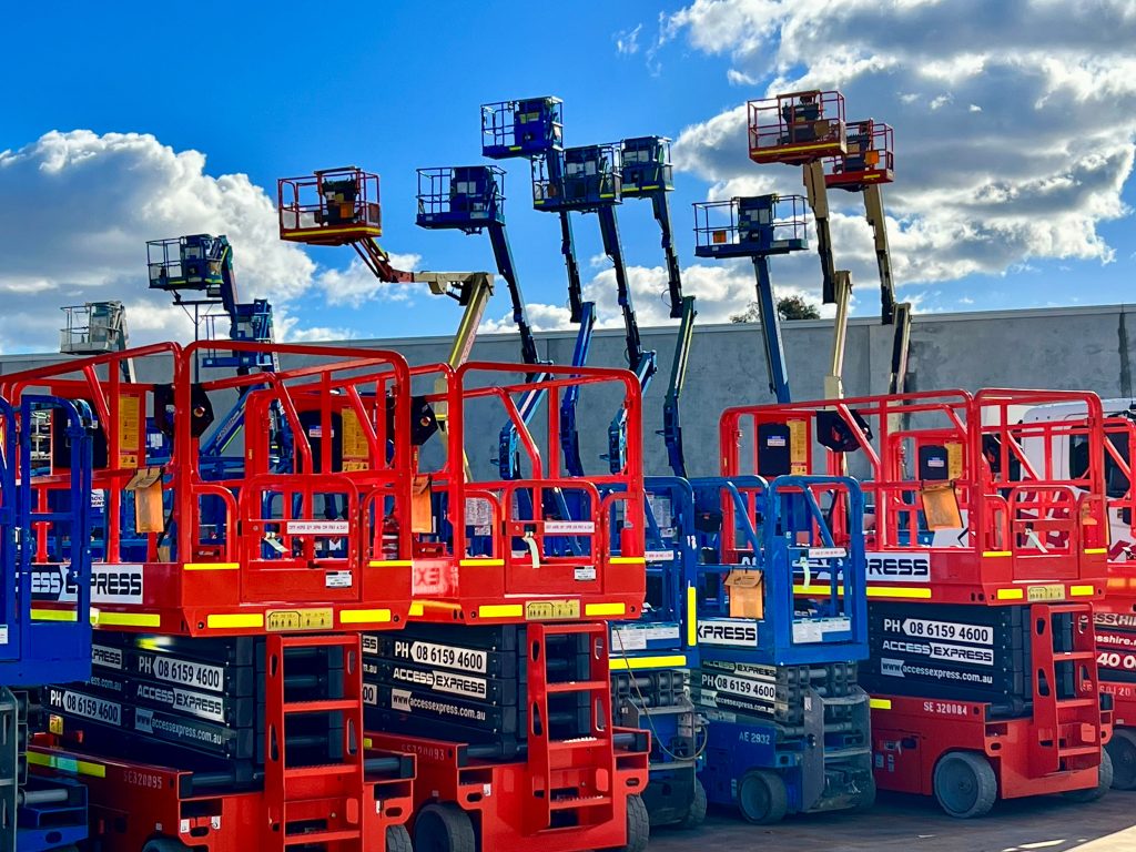Access Express Scissor Lifts and Boom Lifts at Canning Vale Equipment Yard, WA